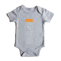Thumbnail for a baby grey onesie with a Sol-ti bottle print