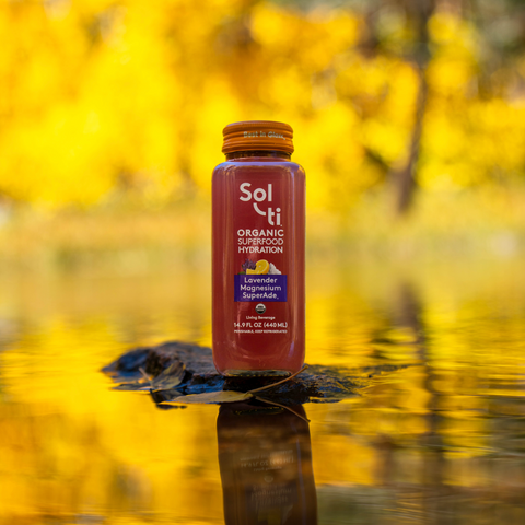 Sol-ti Lavender Magnesium SuperAde bottle, front label, yellow background