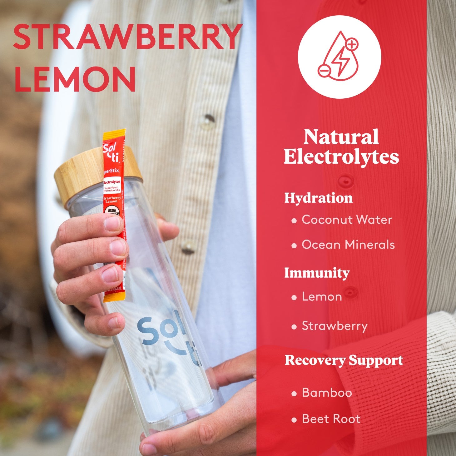 Strawberry SuperStix,benefits: Hydration, Immunity and Recovery Support