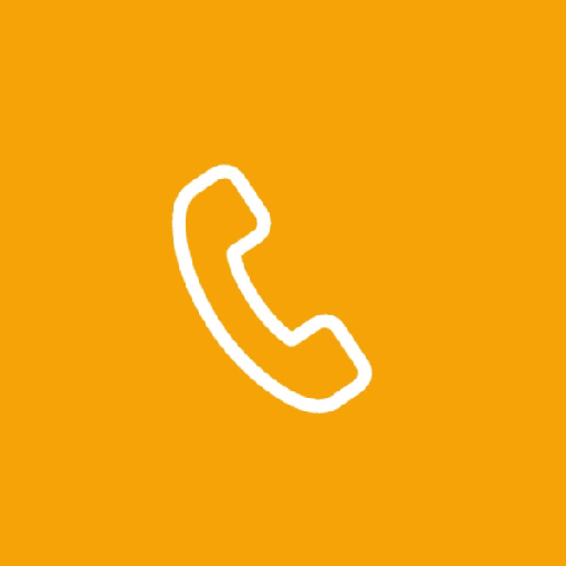 White telephone symbol on a Orange background