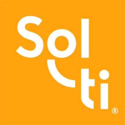 White Sol-ti logo on a Orange background